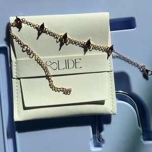 Gold Chain Bracelet with Red Cz stone Accents